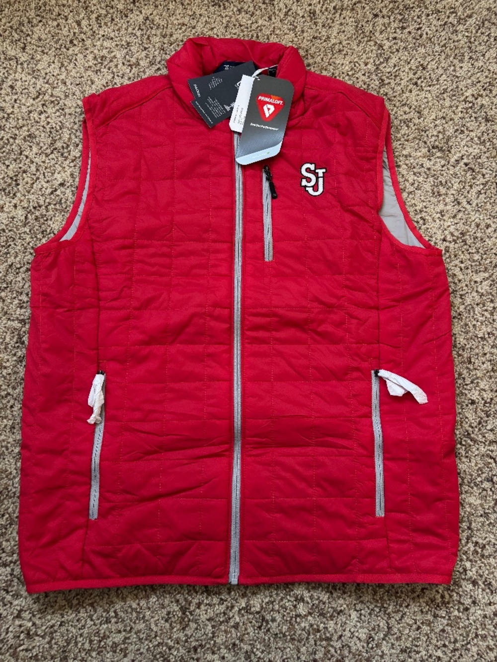 St. John's Cutter & Buck Men's Red Storm Rainier Primaloft Insulated Puffer Vest